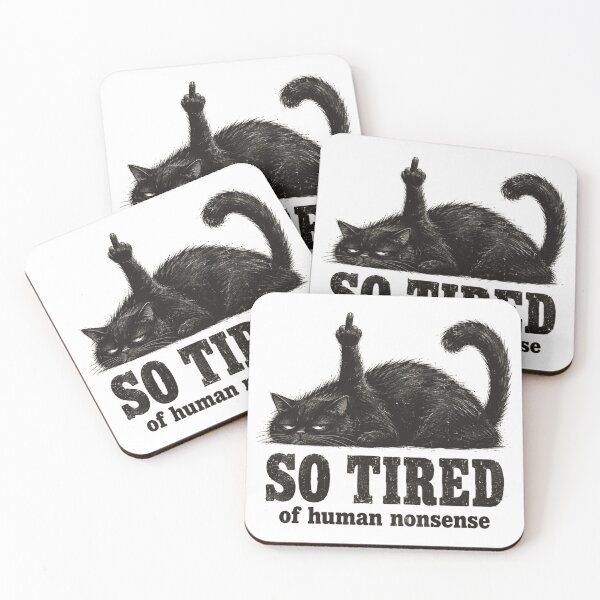 Item preview, Funny Meme Tired Black Cat Vibe designed and sold by bobcatmarty.