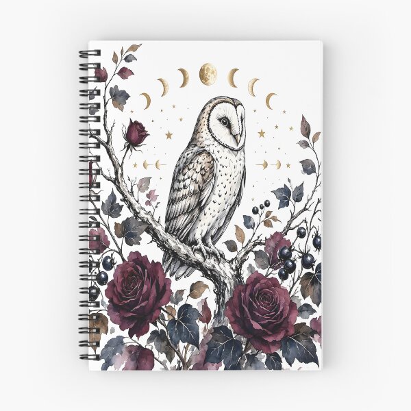 Item preview, Witchy Barn Owl with Full Moon and Dark Watercolor Roses designed and sold by CraftyValley.