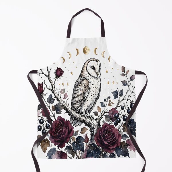 Item preview, Witchy Barn Owl with Full Moon and Dark Watercolor Roses designed and sold by CraftyValley.