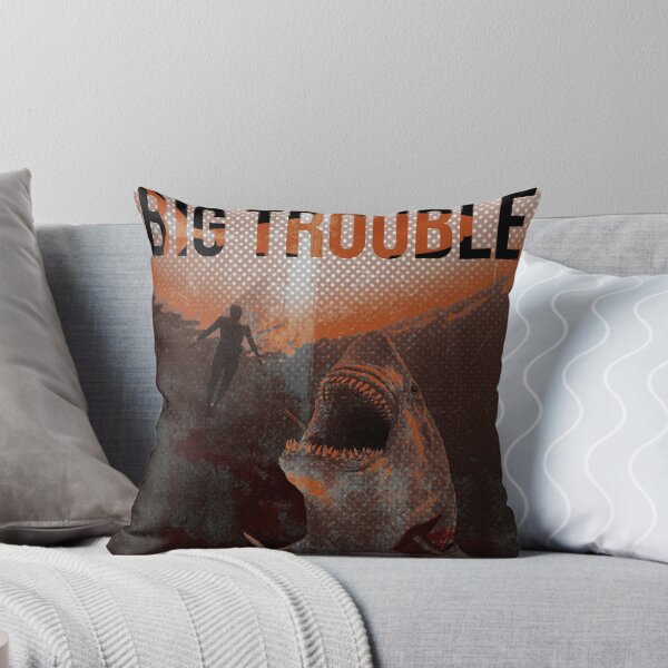 Item preview, Big Trouble – Vintage Shark Attack Ocean Poster designed and sold by ustylelab.