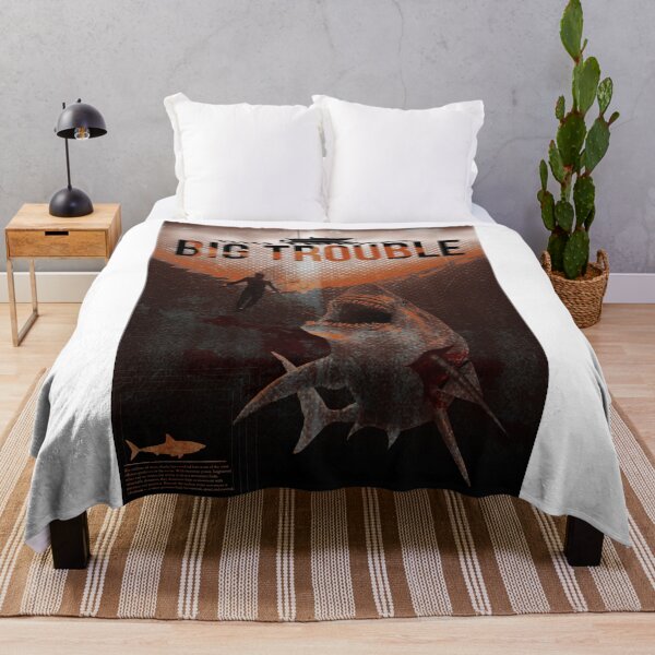 Item preview, Big Trouble – Vintage Shark Attack Ocean Poster designed and sold by ustylelab.