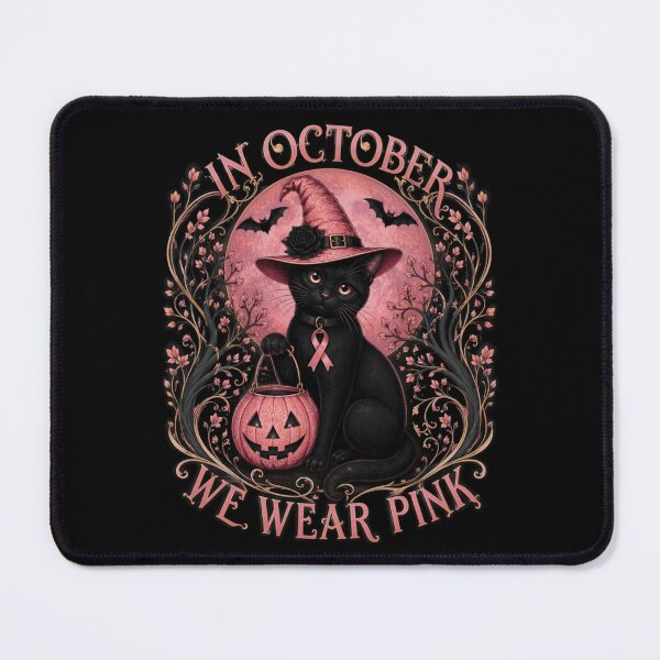 Item preview, In October We Wear Pink Black Cat Witch Breast Cancer designed and sold by Pet Designs.