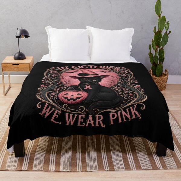 Item preview, In October We Wear Pink Black Cat Witch Breast Cancer designed and sold by Pet Designs.