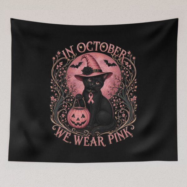 Item preview, In October We Wear Pink Black Cat Witch Breast Cancer designed and sold by Pet Designs.