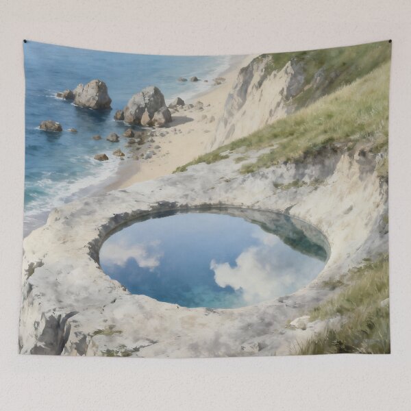 Item preview, Surreal Coastal Landscape Wall Art, Ocean Cliff Painting, Dreamy Seascape Nature Print, Coastal Decor designed and sold by stylishdzign.