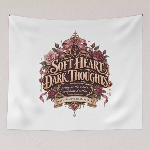 Item preview, Soft Heart Dark Thoughts Sad Girl Design designed and sold by InkroarCo.
