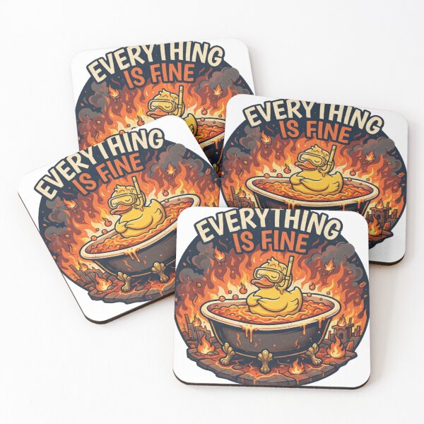 Item preview, Everything Is Fine Cute Rubber Duck On Fire Funny Meme T-Shirt Design designed and sold by 9KYC4.