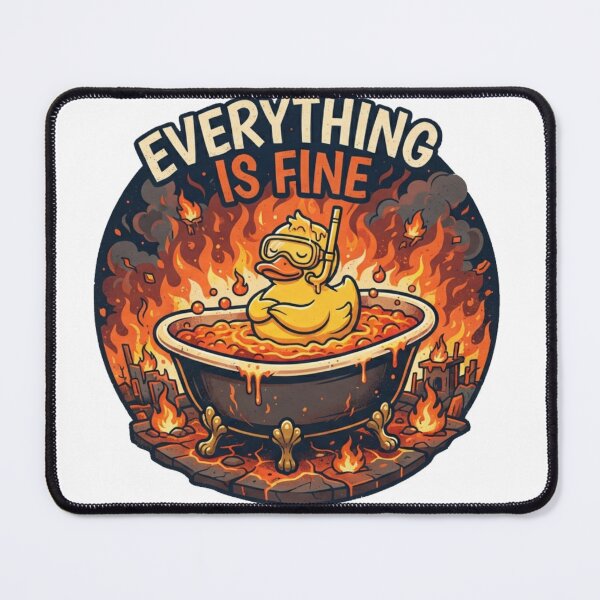 Item preview, Everything Is Fine Cute Rubber Duck On Fire Funny Meme T-Shirt Design designed and sold by 9KYC4.