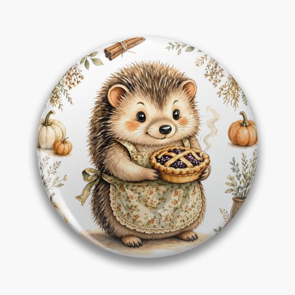 Item preview, Cute Cottagecore Hedgehog Baking Illustration designed and sold by CraftyValley.
