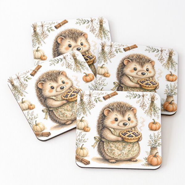 Item preview, Cute Cottagecore Hedgehog Baking Illustration designed and sold by CraftyValley.