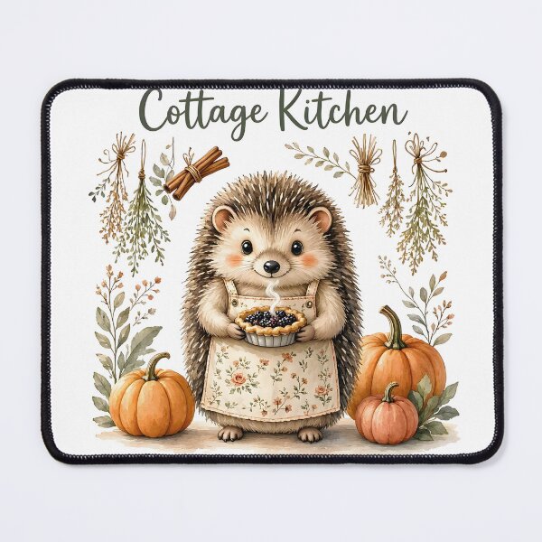 Item preview, Cute Hedgehog Home Baking with Autumn Pumpkins designed and sold by CraftyValley.