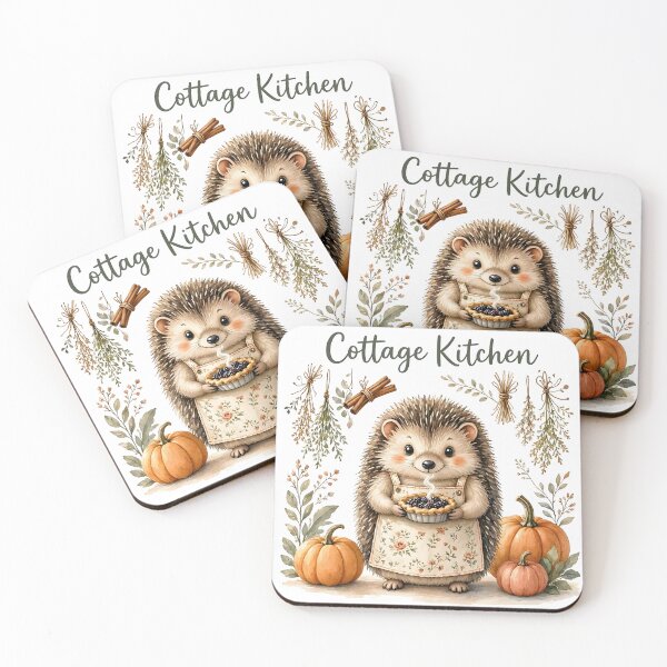 Item preview, Cute Hedgehog Home Baking with Autumn Pumpkins designed and sold by CraftyValley.