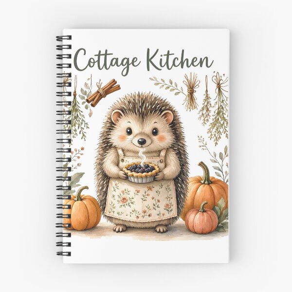 Item preview, Cute Hedgehog Home Baking with Autumn Pumpkins designed and sold by CraftyValley.
