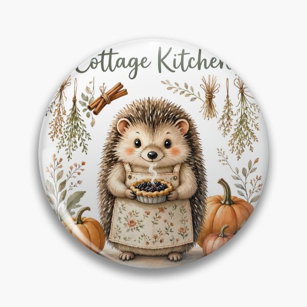 Item preview, Cute Hedgehog Home Baking with Autumn Pumpkins designed and sold by CraftyValley.