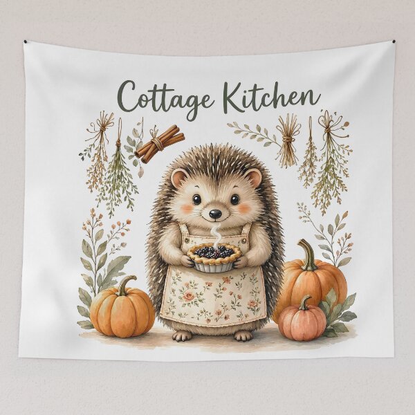 Item preview, Cute Hedgehog Home Baking with Autumn Pumpkins designed and sold by CraftyValley.