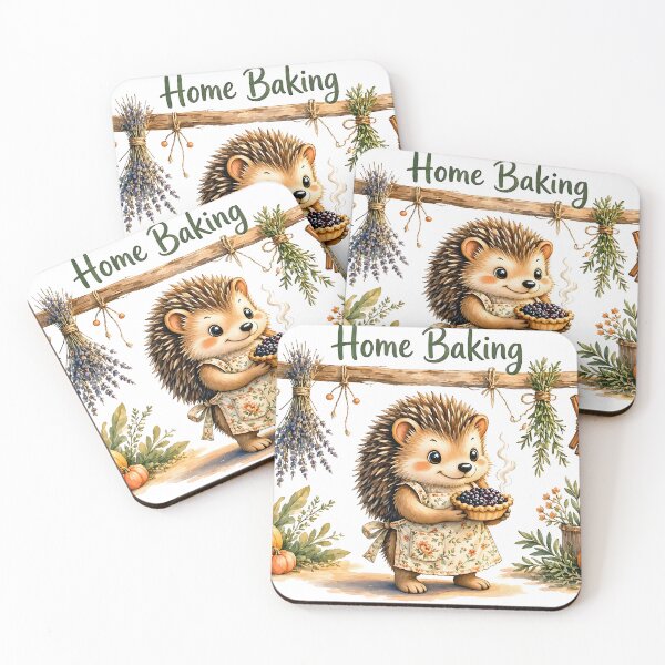 Item preview, Cute Hedgehog Home Baking with Autumn Pumpkins designed and sold by CraftyValley.
