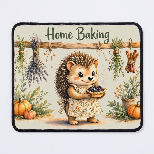 Item preview, Cute Hedgehog Home Baking with Autumn Pumpkins designed and sold by CraftyValley.