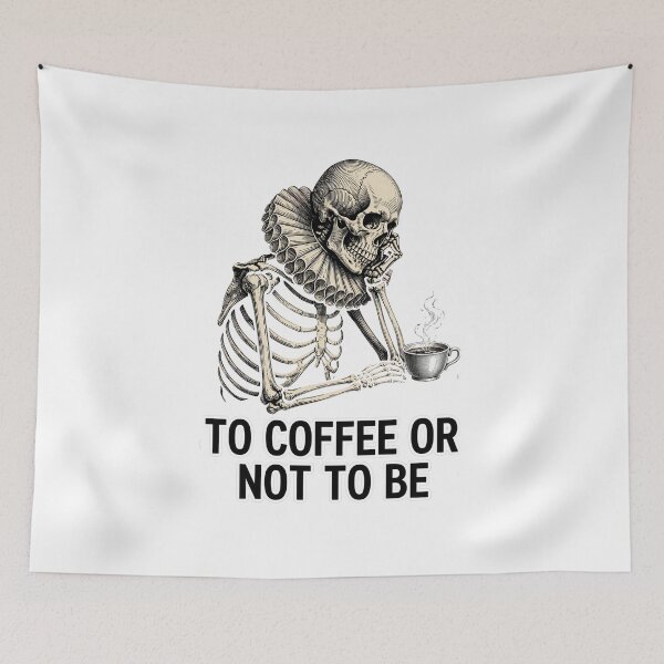 Aperçu de l'œuvre Squelette Hamlet Drôle Dark Academia Café créée et vendue par Tininai.