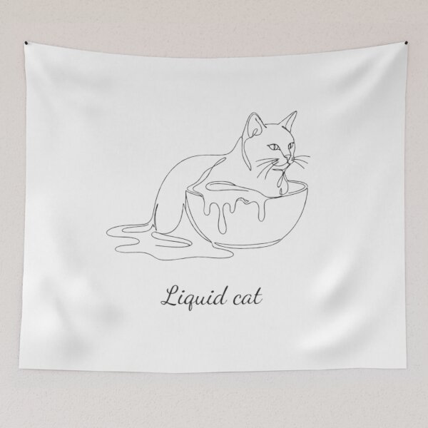 Item preview, Liquid Cat Melting Bowl Line Art designed and sold by PrintforDesign.
