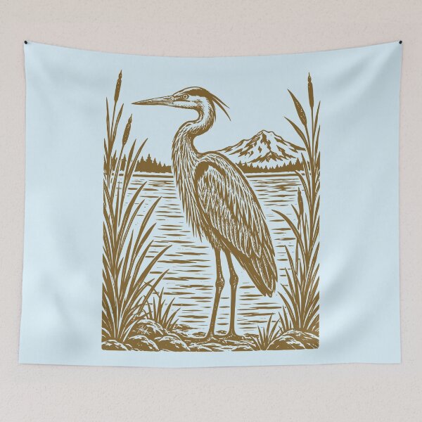 Item preview, Great Blue Heron River Vintage Nature Birdwatching designed and sold by Y-Vibes.