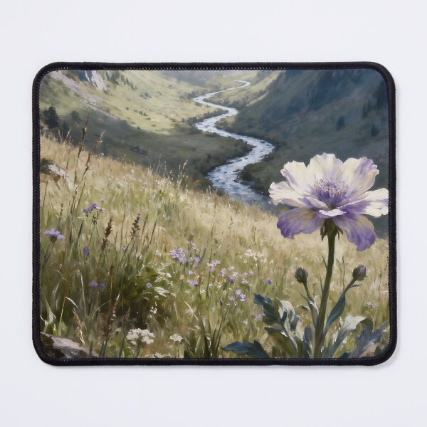 Item preview, Alpine Wildflower Landscape Wall Art, Mountain Meadow Painting, Surreal Nature Print, Dreamy Botanical Decor designed and sold by stylishdzign.