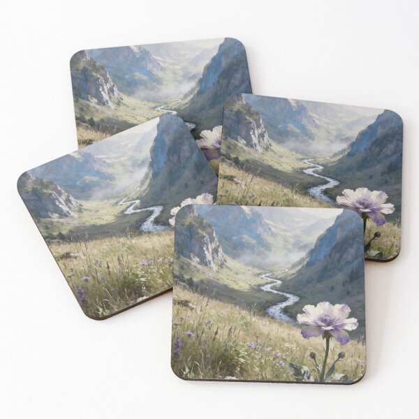 Item preview, Alpine Wildflower Landscape Wall Art, Mountain Meadow Painting, Surreal Nature Print, Dreamy Botanical Decor designed and sold by stylishdzign.
