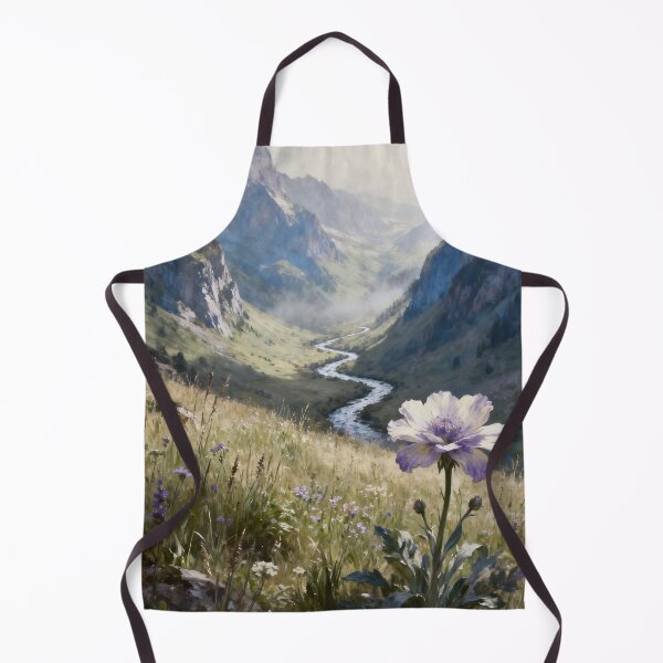 Item preview, Alpine Wildflower Landscape Wall Art, Mountain Meadow Painting, Surreal Nature Print, Dreamy Botanical Decor designed and sold by stylishdzign.