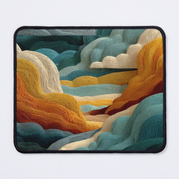 Item preview, Embroidered Abstract Landscape With Warm Hills designed and sold by Aliforall.