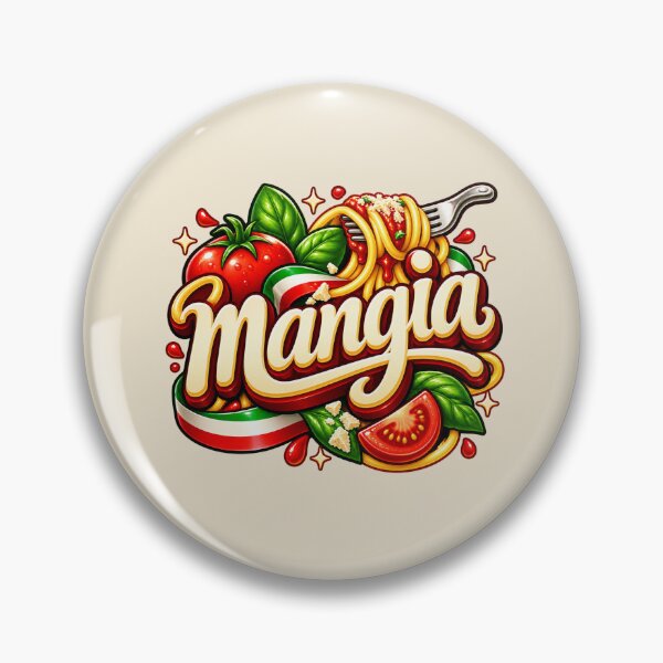Item preview, Mangia - Italian Pop Lettering Spaghetti Tomato and Basil Design designed and sold by MetaModel Editions.
