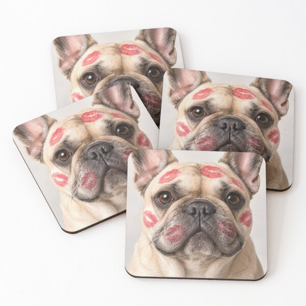Item preview, French Bulldog with Red Lipstick Kisses designed and sold by Maria Dryfhout.