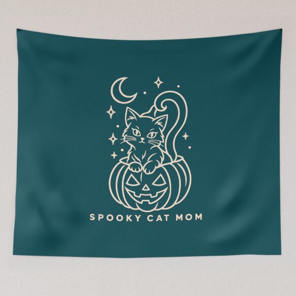 Item preview, Spooky Cat Mom T-Shirt | Black Cat Pumpkin Line Art Design | Cute Halloween Cat Lover Tee designed and sold by ElegantPeople.