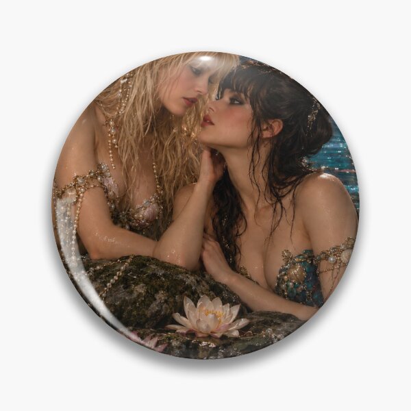 Item preview, Lesbian Mermaid Love Romantic Fantasy LGBTQ Women in Love designed and sold by IRON SIREN.