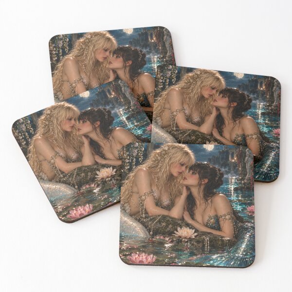 Item preview, Lesbian Mermaid Love Romantic Fantasy LGBTQ Women in Love designed and sold by IRON SIREN.
