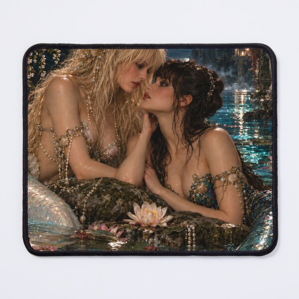 Item preview, Lesbian Mermaid Love Romantic Fantasy LGBTQ Women in Love designed and sold by IRON SIREN.
