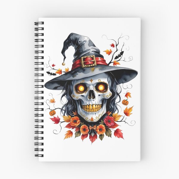 Item preview, Halloween Witch Skeleton with Autumn Flowers – Spooky Fall Skull Design designed and sold by Kruti Collection.