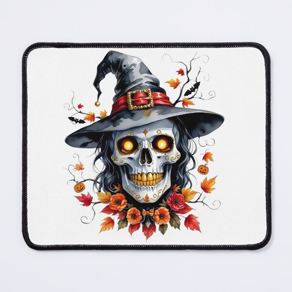Item preview, Halloween Witch Skeleton with Autumn Flowers – Spooky Fall Skull Design designed and sold by Kruti Collection.