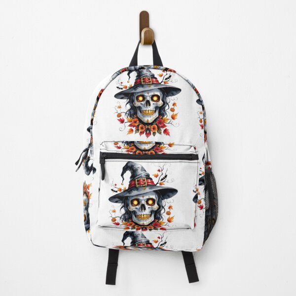 Item preview, Halloween Witch Skeleton with Autumn Flowers – Spooky Fall Skull Design designed and sold by Kruti Collection.