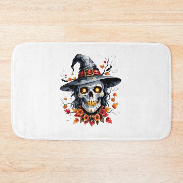 Item preview, Halloween Witch Skeleton with Autumn Flowers – Spooky Fall Skull Design designed and sold by Kruti Collection.
