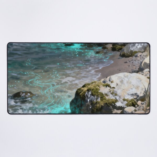 Item preview, Bioluminescent Beach Wall Art, Glowing Ocean Landscape, Coastal Night Painting, Magical Sea Nature Decor designed and sold by stylishdzign.