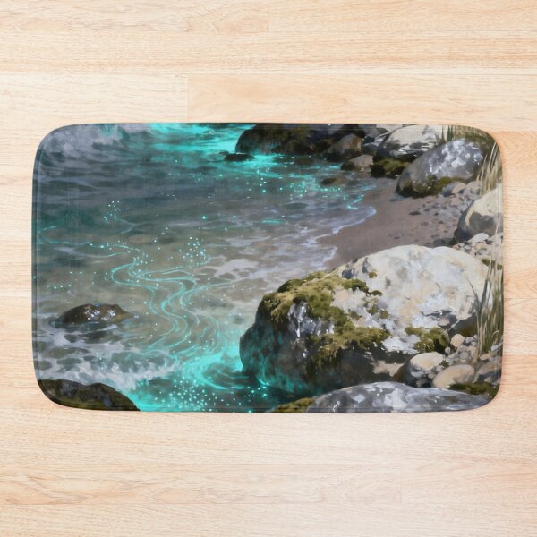 Item preview, Bioluminescent Beach Wall Art, Glowing Ocean Landscape, Coastal Night Painting, Magical Sea Nature Decor designed and sold by stylishdzign.