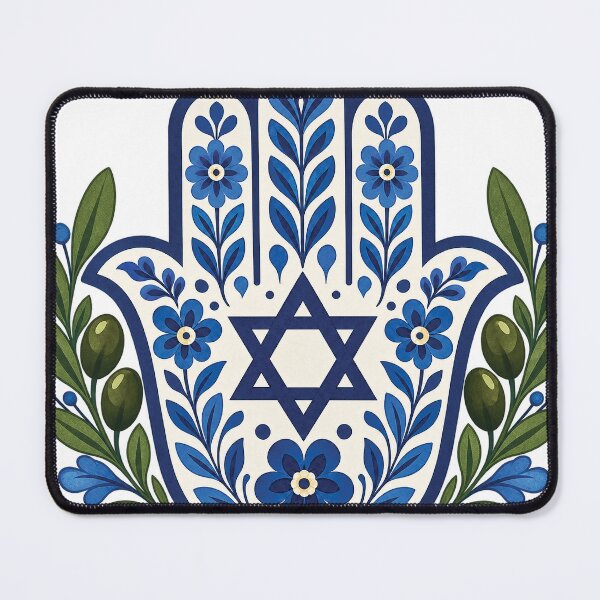 Item preview, Jewish Hamsa Star of David Floral Folk Art designed and sold by Gold Turtle  Lina.