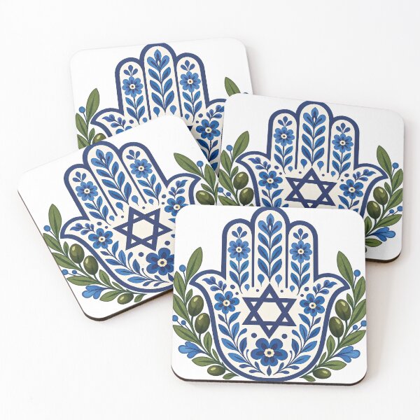 Item preview, Jewish Hamsa Star of David Floral Folk Art designed and sold by Gold Turtle  Lina.