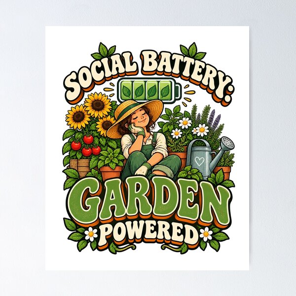 Artikelvorschau, Social Battery Garden Powered – Funny Gardener entworfen und verkauft von FaithArt777.