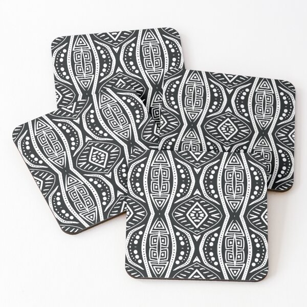 Item preview, Black White Polynesian Tahitian Style Pattern designed and sold by SeaChangeDesign.