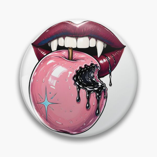 Item preview, Vampire Lips Biting Pink Poison Apple designed and sold by CraftyValley.