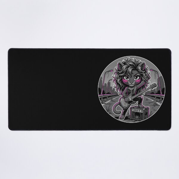 Item preview, Glam Metal Panther Guitarist - Hot Pink Stencil Chibi designed and sold by CaliLuminos.