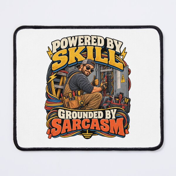 Item preview, Powered by Skill Grounded by Sarcasm – Funny Electrician designed and sold by FaithArt777.