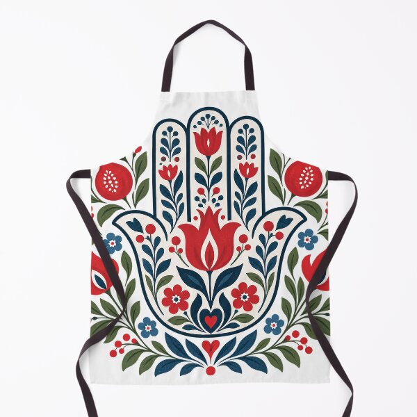 Aperçu de l'œuvre Main de Hamsa, grenade, motif floral, art populaire juif créée et vendue par Gold Turtle Lina.