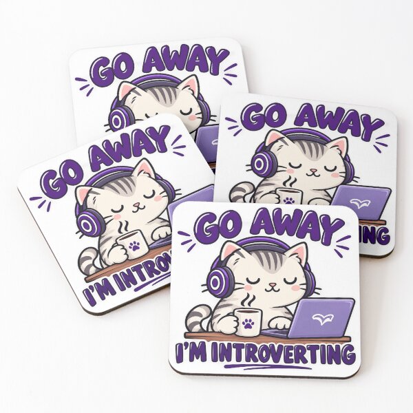 Item preview, Go Away I'm Introverting - Cute Kawaii Cat WFH Gamer Quote designed and sold by Final Chance Designs⭐️⭐️⭐️⭐️⭐️.