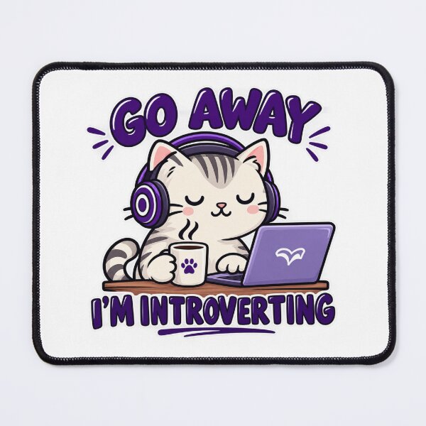 Item preview, Go Away I'm Introverting - Cute Kawaii Cat WFH Gamer Quote designed and sold by Final Chance Designs⭐️⭐️⭐️⭐️⭐️.